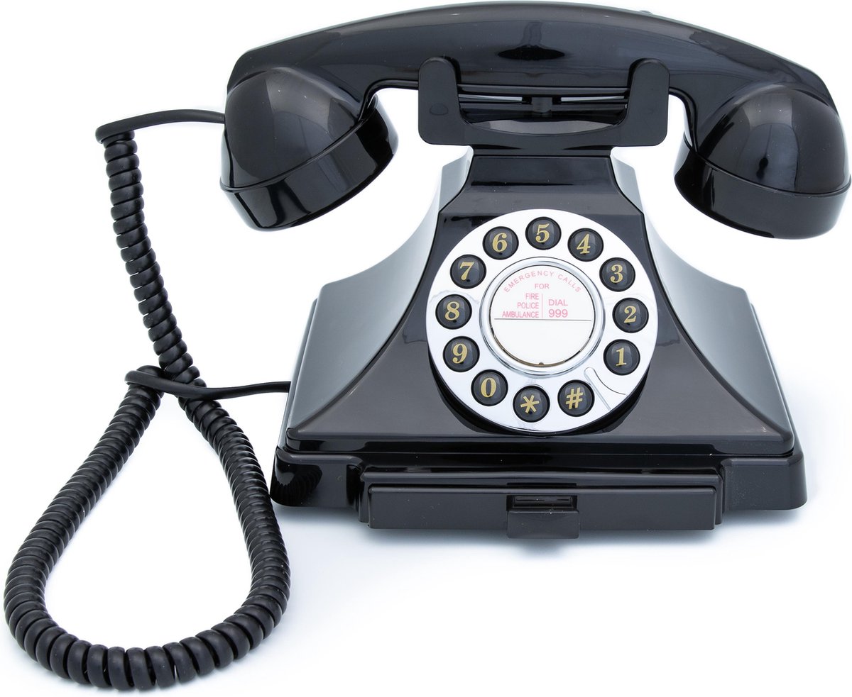 GPO 1929SPUSHBLA - Telefoon Carrington klassiek bakeliet jaren ’20, druktoetsen, zwart