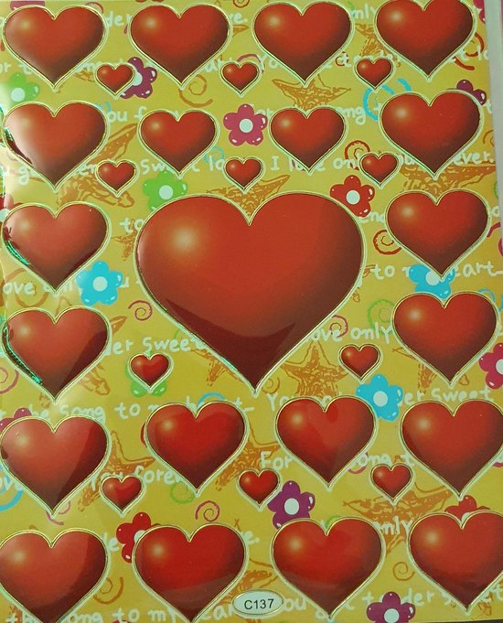 Stickers - Hart - Rood - Set 32 stuks