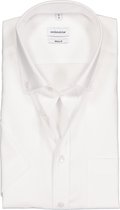 Seidensticker regular fit overhemd - korte mouw met button-down kraag - wit - Strijkvrij - Boordmaat: 40