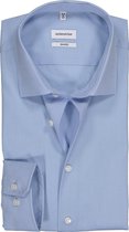 Seidensticker shaped fit overhemd - blauw fil a fil - Strijkvrij - Boordmaat: 38