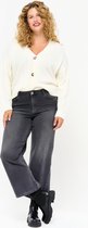 LOLALIZA Cropped jeans met wijde pijpen - Donker Grijs - Maat 42