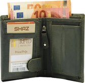 Shaz Portemonnee heren- dames luxe leer RFID anti-skim - hoge kwaliteit portefeuille heren-dames leer - mannen cadeautjes, cadeau voor man-vrouw Billfold Olijf - Groen