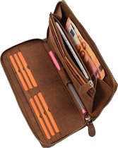 Portemonnee cognac Dames Met  RFID - Camel Lederen Dames Portemonnee Anti-Skim