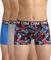 DIM Ecodim Mode - Onderbroeken Jongens - Boxershort - 3 Stuks - Maat 12 jaar - Blauw/Grijs/Rood