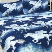 Stardust Unicorn Eenhoorn Tweepersoons Dekbedovertrek | Marineblauw | 200x200cm