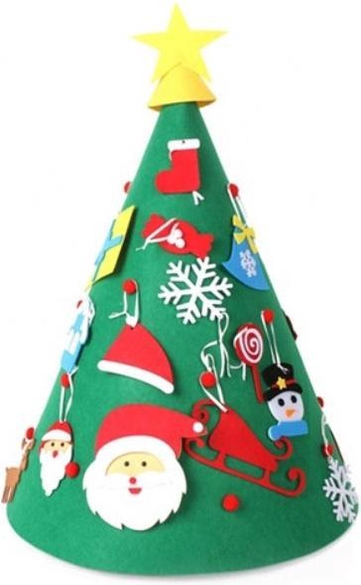 Vilt Kerstboom Rond - Kerstviering - Decoratie - Speelgoed - Voor school & Thuis - Uren Speelplezier