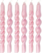 TWIST'D - Gedraaide kaarsen set - roze - 6 stuks - 29 cm - dinerkaars - twisted candles - swirl kaarsen
