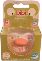 Bibi Happiness fopspeen Favourites 16+ mnd - Baby - 16+ - Fopspeen - Dental - Siliconen - Veiligheids Ring - Soother- Oranje - BPA Free - Gratis Verzending
