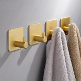 Haken - 2 stuks  - zelfklevend 3M - trendy messing haak - wandhaak - ophangen - voor in de Keuken of badkamer voor handdoeken, badjassen - badjas