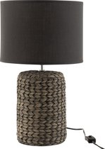 J-Line Lamp Voet+Kap Dik Vlecht Beton/Katoen Wit Small