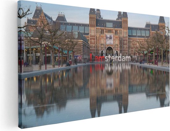 Artaza Canvas Schilderij Amsterdam Rijksmuseum - I Amsterdam Tekst - 60x30 - Foto Op Canvas - Canvas Print