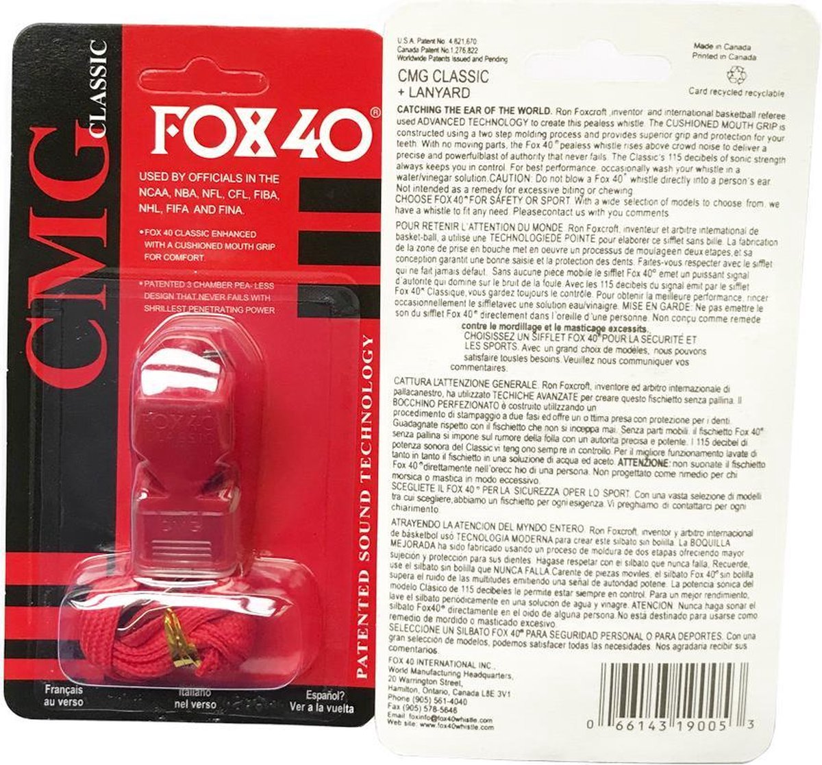 Fox 40 Classic Rood - Scheidsrechtersfluit - Met koord