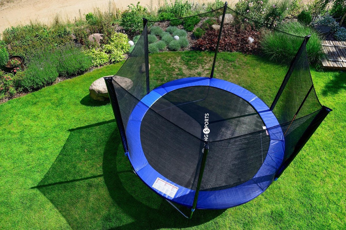 Trampoline 374 cm - blauw - met net en ladder - tot 150 KG — afbeelding 4