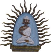 Boeddha gedenkplaat - 3 waxinelichthouders - Tinnen wanddecoratie