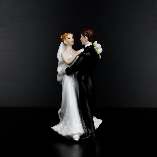 Figurine de mariage moto noir pour gateau en porcelaine