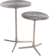 J-Line Set Van Twee Bijzettafels Rond Cirkels Aluminium Zilver/Zwart