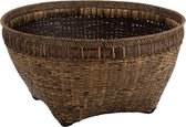 J-Line Mand Extra Large Rond Rotan Zwart