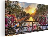 Artaza Canvas Schilderij Amsterdamse Brug Met Zonsopgang - 80x40 - Foto Op Canvas - Canvas Print