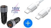 Autolader USB-A & USB-C met USB-C Oplaadkabel - Snellader - Auto Lader - Sigarettenaansteker Oplader - Geschikt voor Xiaomi Mi Band/9T/Mix/Note 10 Lite / Mi Fit Band / PocoPhone F1/ Redmi 4/5