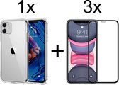 iParadise iPhone 13 Mini hoesje shock proof case transparant - Full cover - 3x iPhone 13 Mini Screen Protector