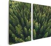 Artaza Canvas Schilderij Tweeluik Bos Met Bomen Vanaf Boven - 80x60 - Foto Op Canvas - Canvas Print