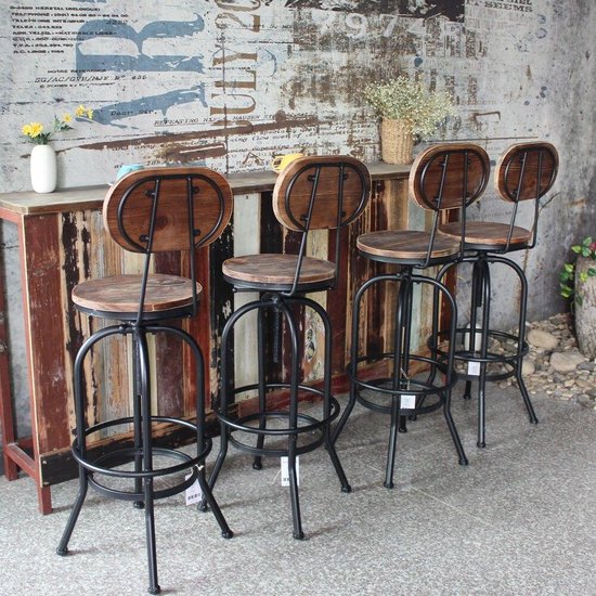 Tabouret de Bar de Style industriel réglable en hauteur chaise de salle à  manger... | bol.com