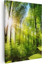 Artaza Canvas Schilderij Weg Omringd Met Bomen In Het Bos - 80x100 - Groot - Foto Op Canvas - Canvas Print