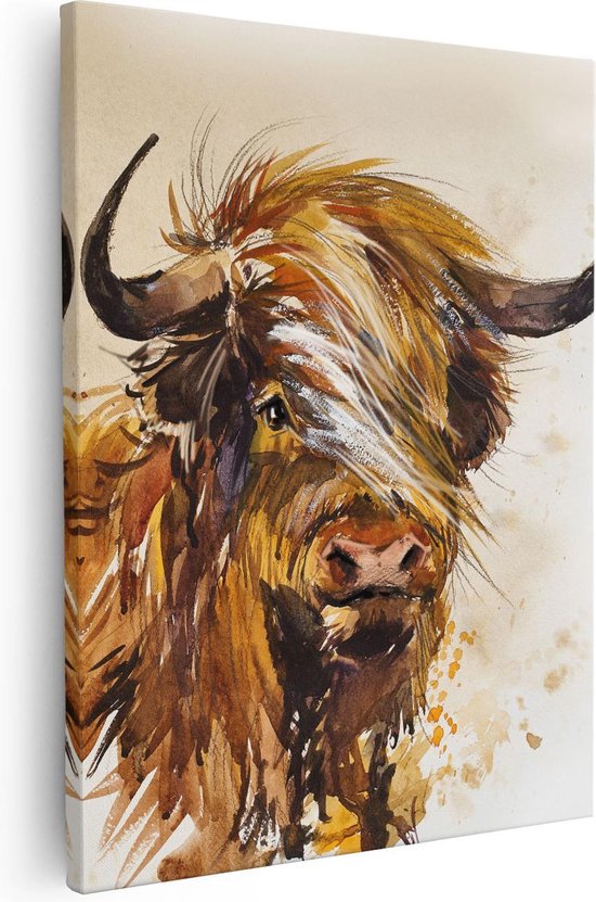 Artaza Peinture sur toile Scottish Highlander Cow - Abstrait - 40x50 - Photo sur toile - Impression sur toile