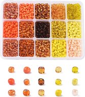Kralen | Kralen set voor sieraden maken - 15 Kleuren Geel - 4mm - Glas Zaad Kralen - Kit voor Sieraden Maken - Rocaille - DIY - Volwassenen - Kinderen - Kralenset - Seed Beads - Ca