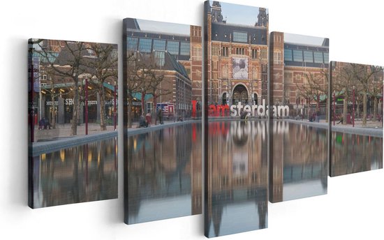 Artaza Canvas Schilderij Vijfluik Amsterdam Rijksmuseum - I Amsterdam Tekst - 100x50 - Foto Op Canvas - Canvas Print