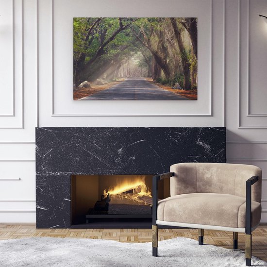 Artaza - Peinture sur toile - Route entourée d' Arbres - 90x60 - Photo sur toile - Impression sur toile