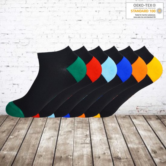Gianvaglia Socquettes en coton noir avec talon et pointe colorés 12 paires -Gianvaglia-35-38-socks