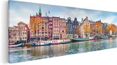Artaza Canvas Schilderij Amsterdamse Huisjes Vanaf De Gracht - 120x40 - Groot - Foto Op Canvas - Canvas Print
