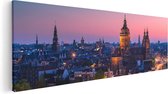 Artaza Canvas Schilderij Amsterdam Skyline Bij Zonsondergang  - 120x40 - Groot - Foto Op Canvas - Canvas Print