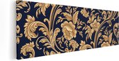 Artaza Canvas Schilderij Decoratieve Gouden Bloemen Achtergrond - 90x30 - Foto Op Canvas - Canvas Print