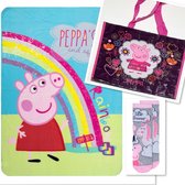 Peppa Pig cadeauset - fleecedeken+1 paar antislipsokken+tas - roze - maat 23/26