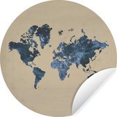 WallCircle - Muurstickers - Behangcirkel - Wereldkaart - Blauw - Glitter - ⌀ 30 cm - Muurcirkel - Zelfklevend - Ronde Behangsticker