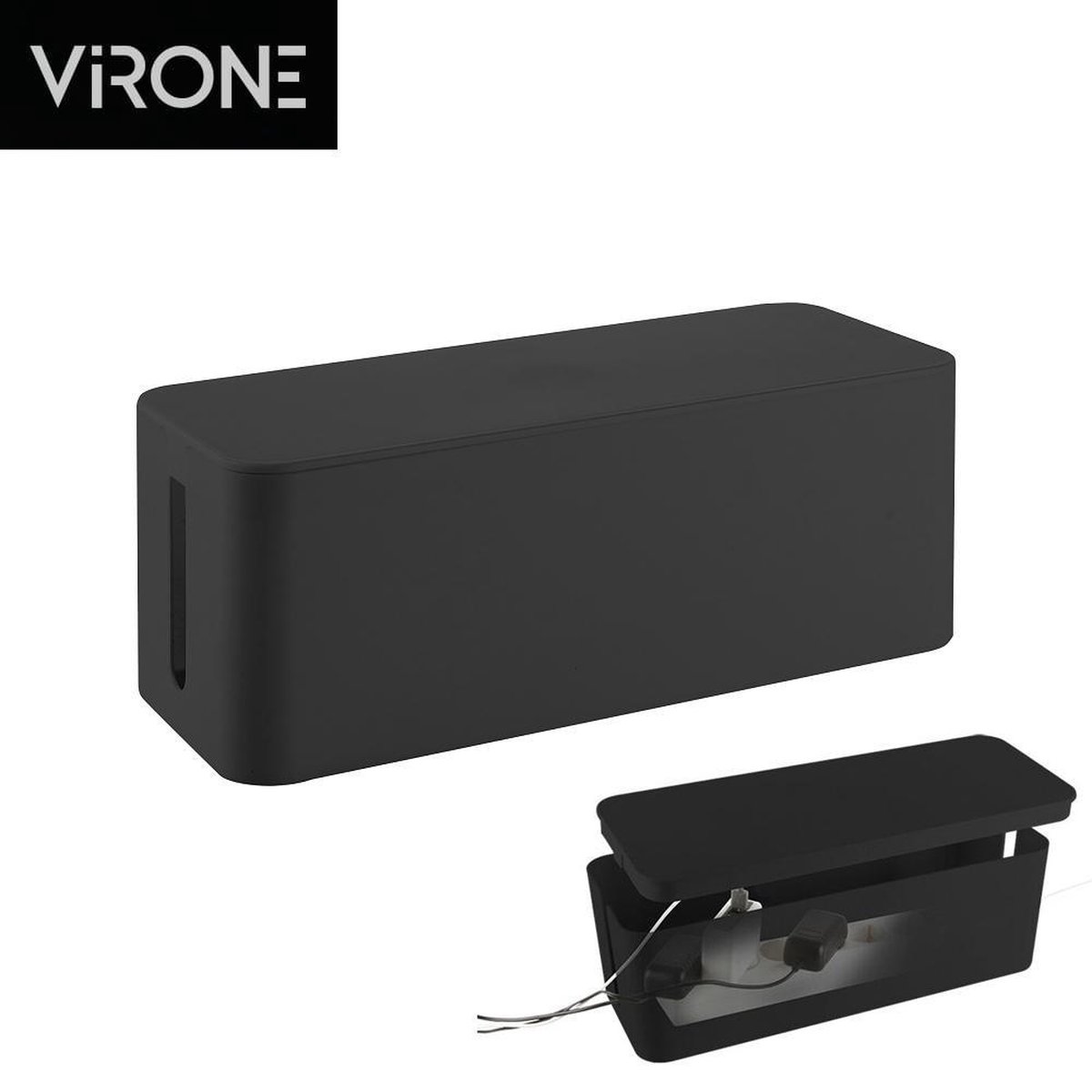 Virone kabelbox - kabelorganizer voor stekkerdozen - Opbergbox stekkerdoos - Zwart