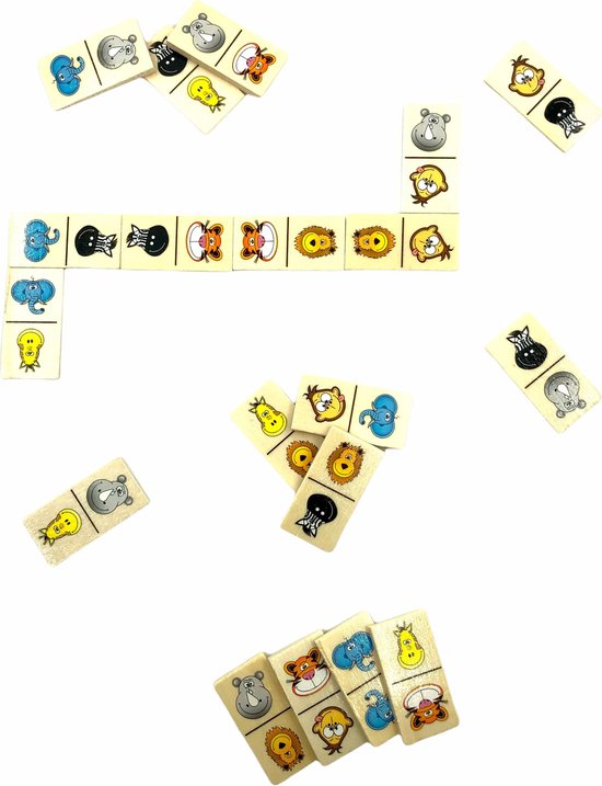 Dida Domino Zeedieren, 28 kaarten, educatief spel van hout voor kinderen van 3 tot 4 jaar, perfect bordspel, Montessori-stijl, kleurrijke en