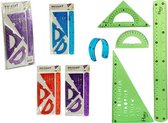 Set Liniaal Driehoek Tekendriehoek Halve cirkel (0,5 x 37 x 18,5 cm) (4 Onderdelen)