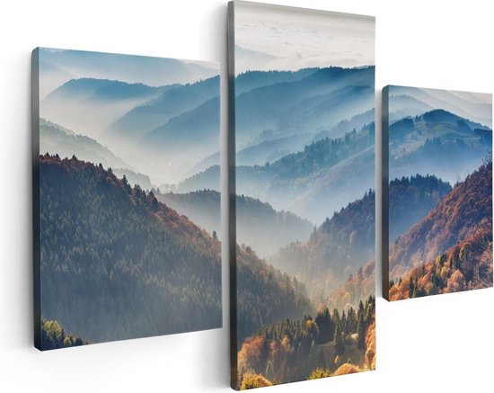 Artaza - Triptyque de peinture sur toile - Paysage de colline de la Forêt-Noire - 90 x 60 - Photo sur toile - Impression sur toile