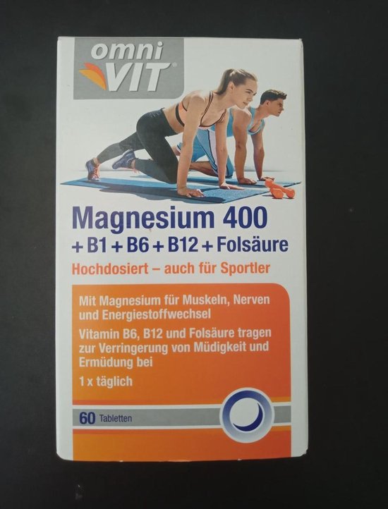 Omnivit magnesium 400 + B1 + B2 + B12 + Foliumzuur 60 tabletten ook