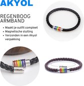 Akyol - Lgbt Pride Armband - Regenboog - Pride - Zwart - Armband - Met magnetische sluiting - Gay - lesbian - trans - cadeau - kado - geschenk - gift - verjaardag - feestdag - vera