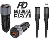 Dubbele Auto Oplader 20W USB-C + USB-A Quick Charge 3.0 (45W) – Telefoon Autolader – 12v / 24V - Voor iPhone Snellader