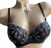 Bh push up met borduursel 90B zwart