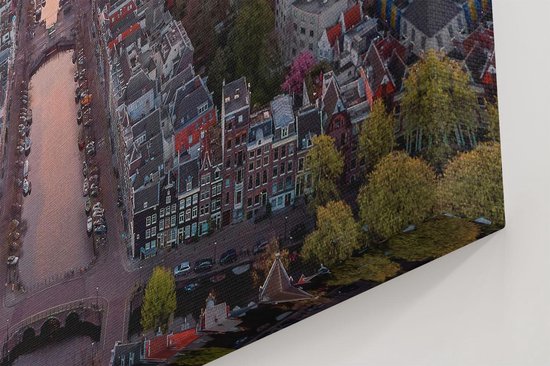 Artaza Peinture sur toile Vue de dessus Amsterdam avec coucher de soleil - 50 x 50 - Photo sur toile - Impression sur toile
