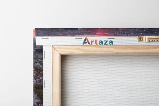 Artaza Peinture sur toile Vue de dessus Amsterdam avec coucher de soleil - 50 x 50 - Photo sur toile - Impression sur toile