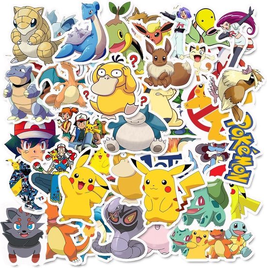 Pokémon Stickers - 50 Stuks - Pikachu, Eevee & Squirtle - Vinyl Laptop