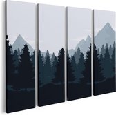 Artaza Canvas Schilderij Vierluik Bos Met Bomen Illustratie - Abstract - 80x60 - Foto Op Canvas - Canvas Print