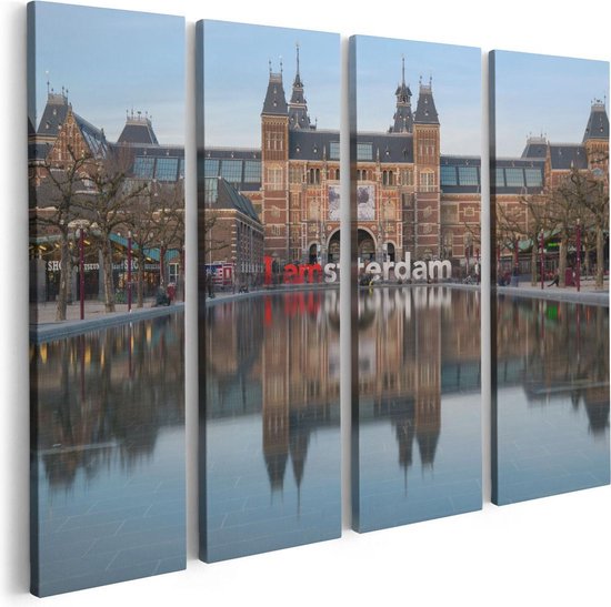 Artaza Canvas Schilderij Vierluik Amsterdam Rijksmuseum - I Amsterdam Tekst - 80x60 - Foto Op Canvas - Canvas Print